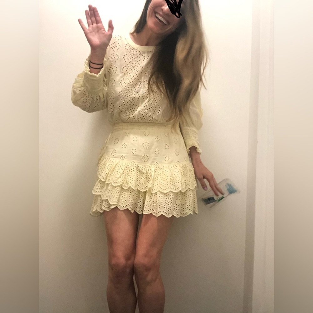 LoveShackFancy Lorelei Butter Yellow Eyelet Lace Dress, Small, NWOT